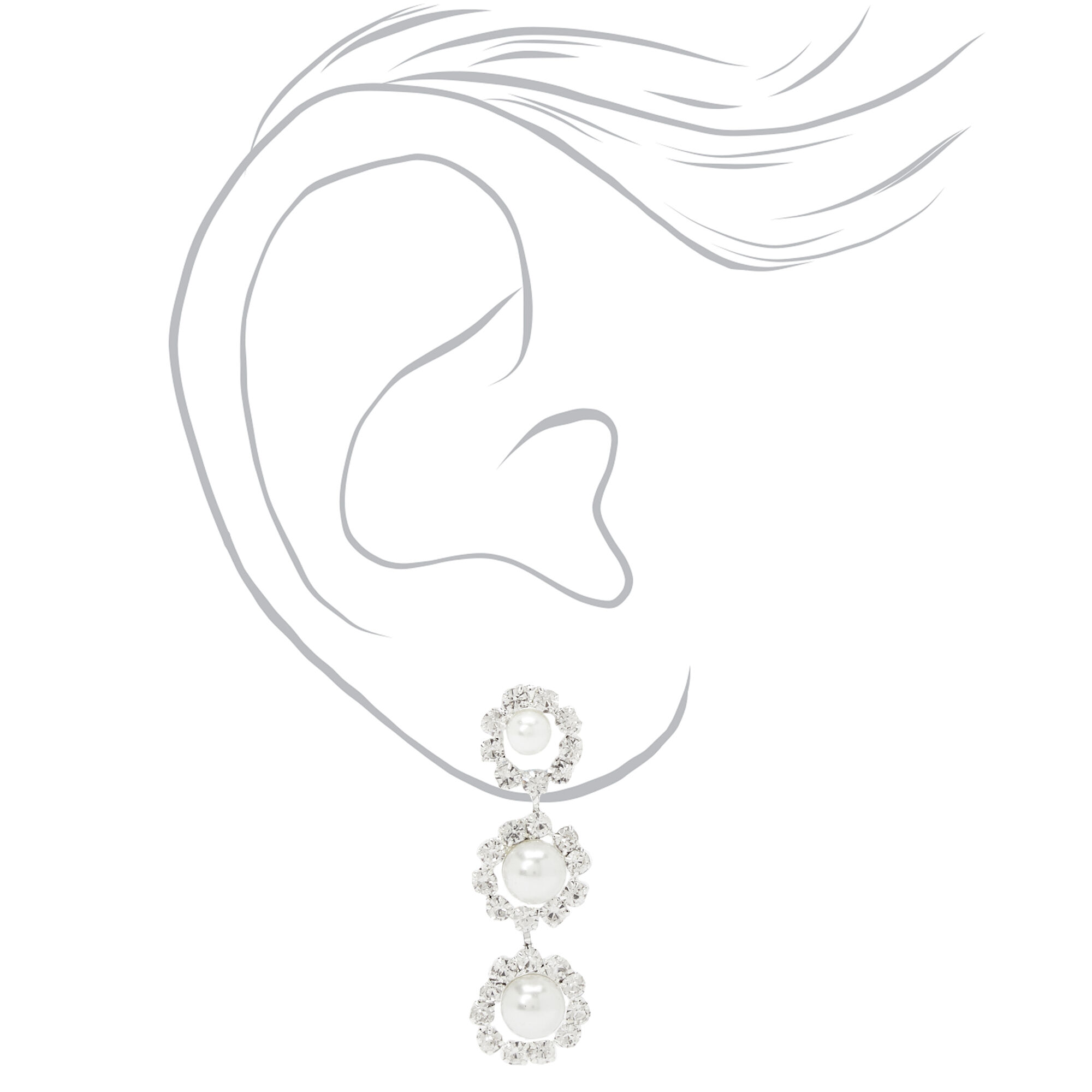Pearl & Rhinestone Necklace & Drop Earring Set,