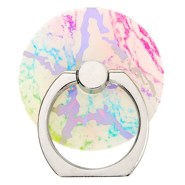 Claire's Support anneau arc-en-ciel effet marbré - Blanc