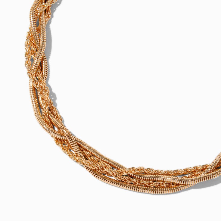 Gold-tone Braided Chain Multi-Strand Necklace ,