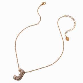 Gold-tone Pav&eacute; Bubble Initial Pendant Necklace - J,