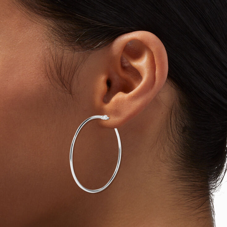 Silver-tone 40mm Hoop Earrings,