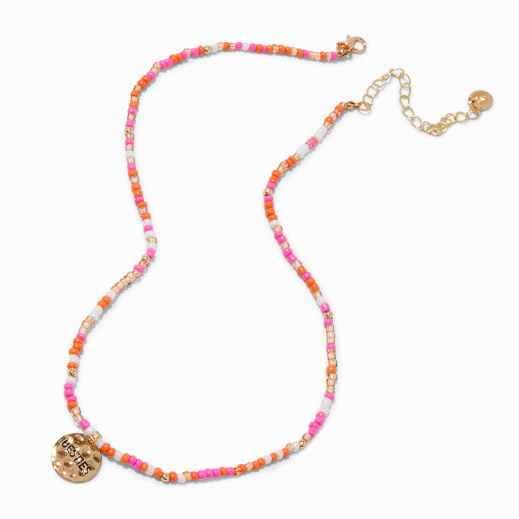 Best Friends Beaded Gold-tone Coin Pendant Necklaces - 2 Pack,