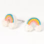 Silver Glitter Rainbow Arch Stud Earrings,