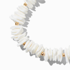 White Stacked Shell Stretch Bracelet,