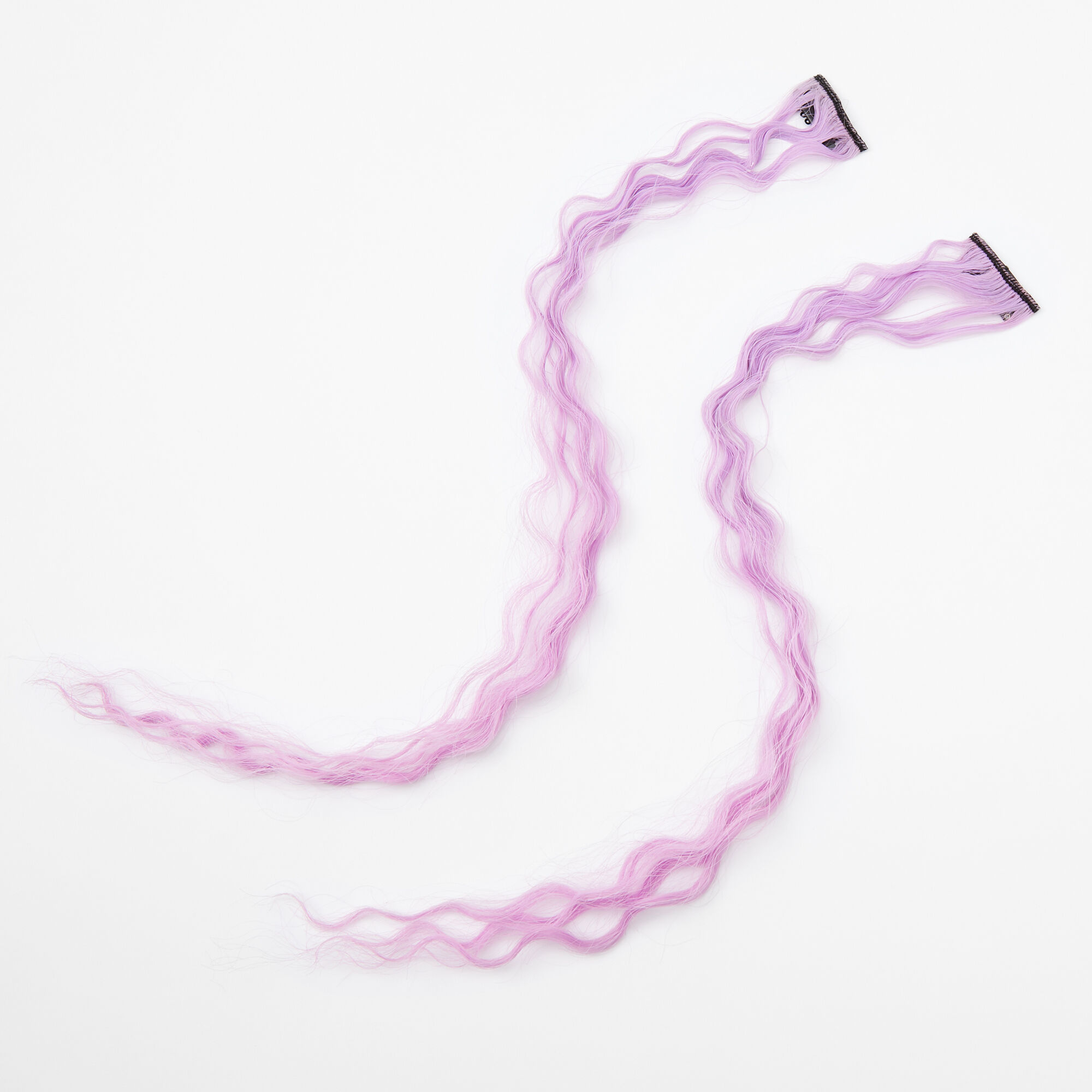 Curly Faux Hair Clip In Extensions - Lilac, 2 Pack,
