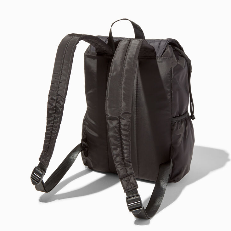 Quilted Black Nylon Commuter Style Backpack,