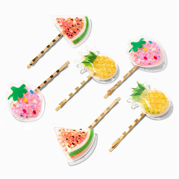 Squishy Assorted Fruit Hair Pins - 6 Pack,