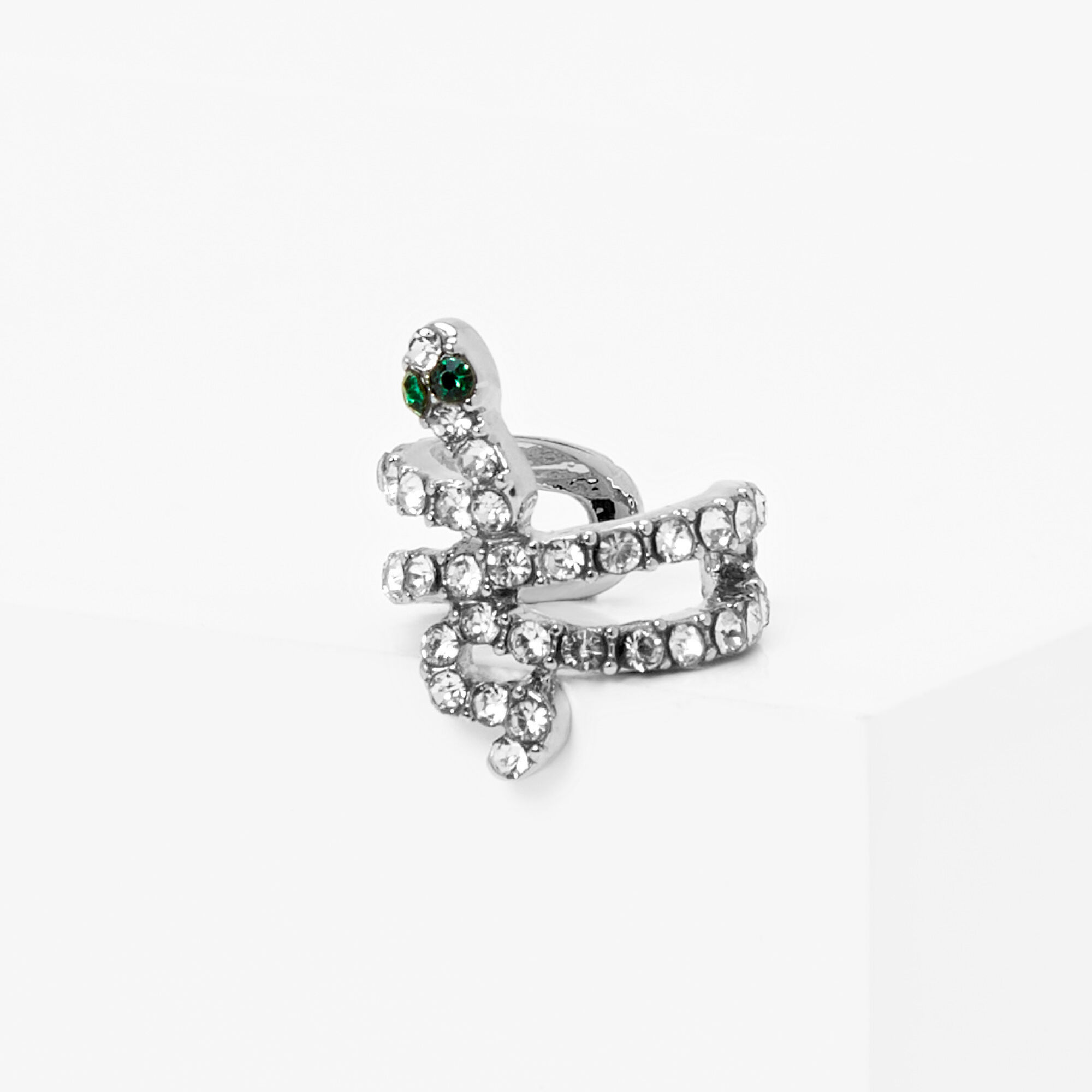 Silver tone Embellished Snake Ear Cuff