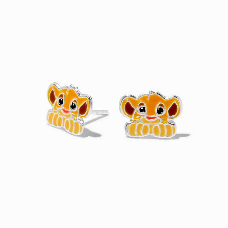 Clous d&rsquo;oreilles couleur argent&eacute;e simba b&eacute;b&eacute; Le Roi Lion de Disney,