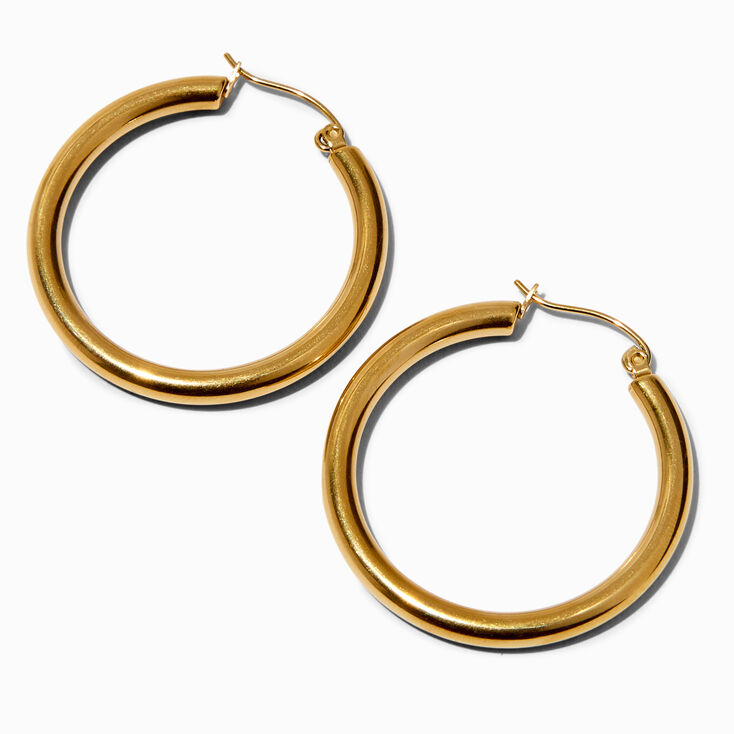 Gold-tone Stainless Steel 4MM Huggie Hoop Earrings,