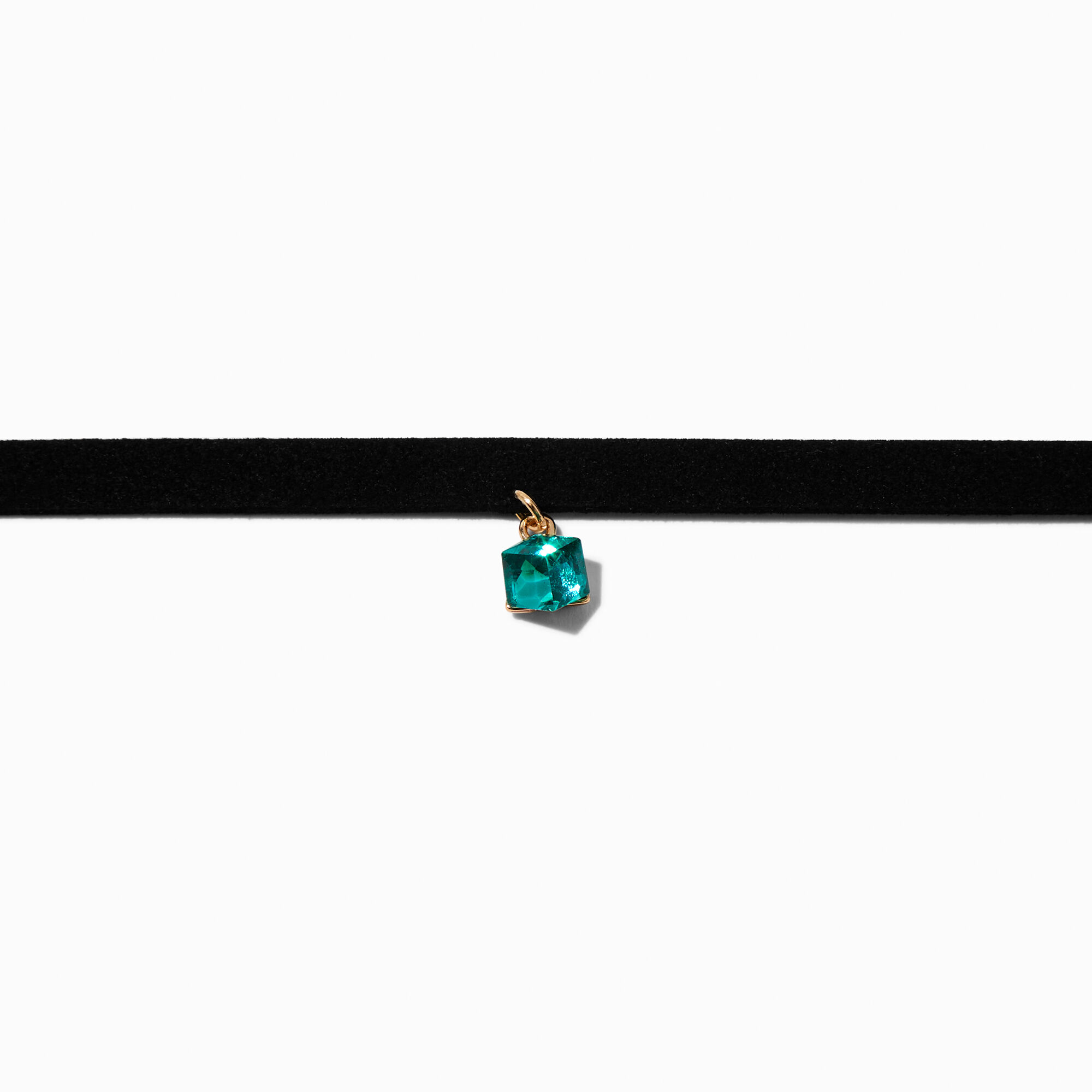 View Claires Cube Pendant Choker Necklace Green information