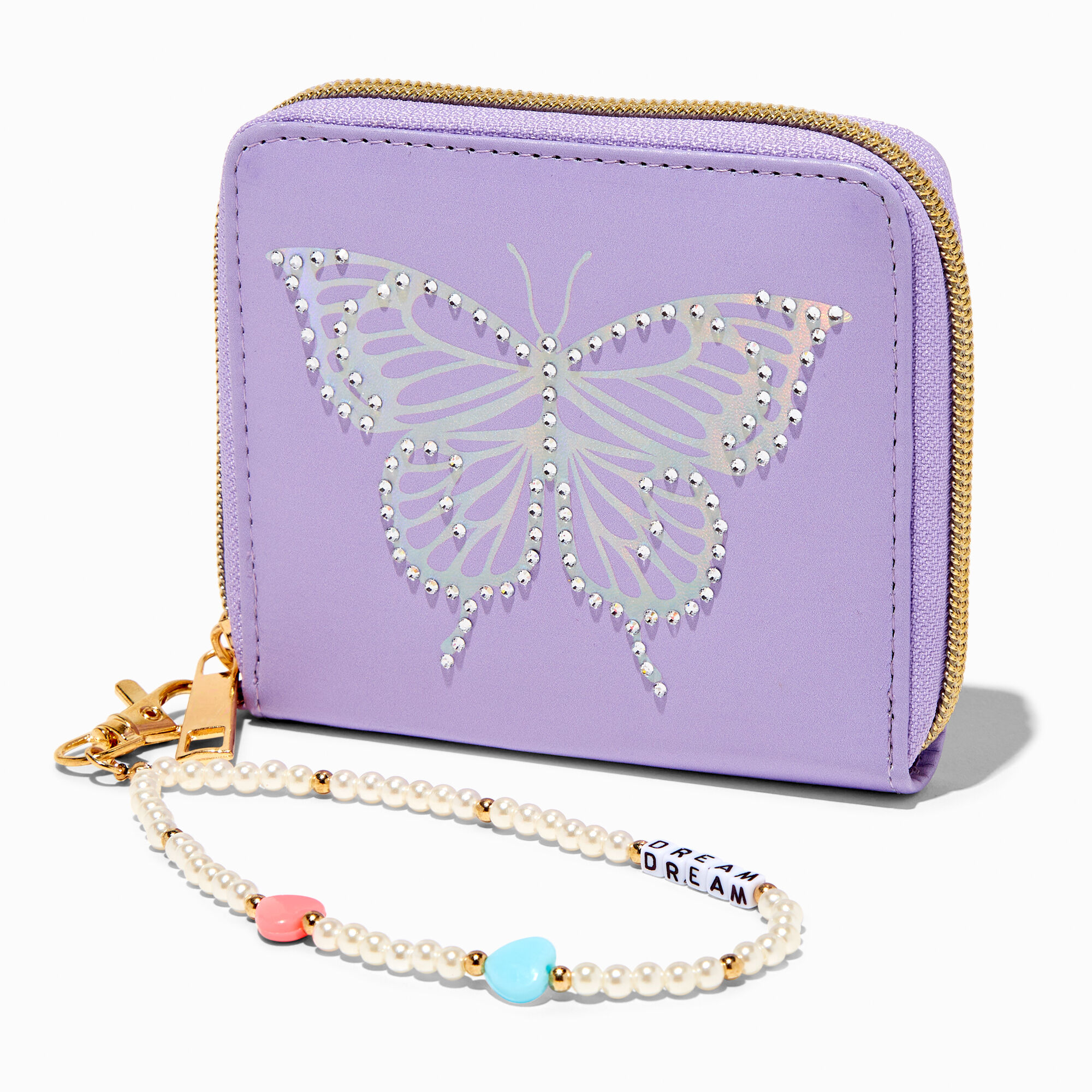 View Claires Lavender Butterfly Wristlet Wallet information