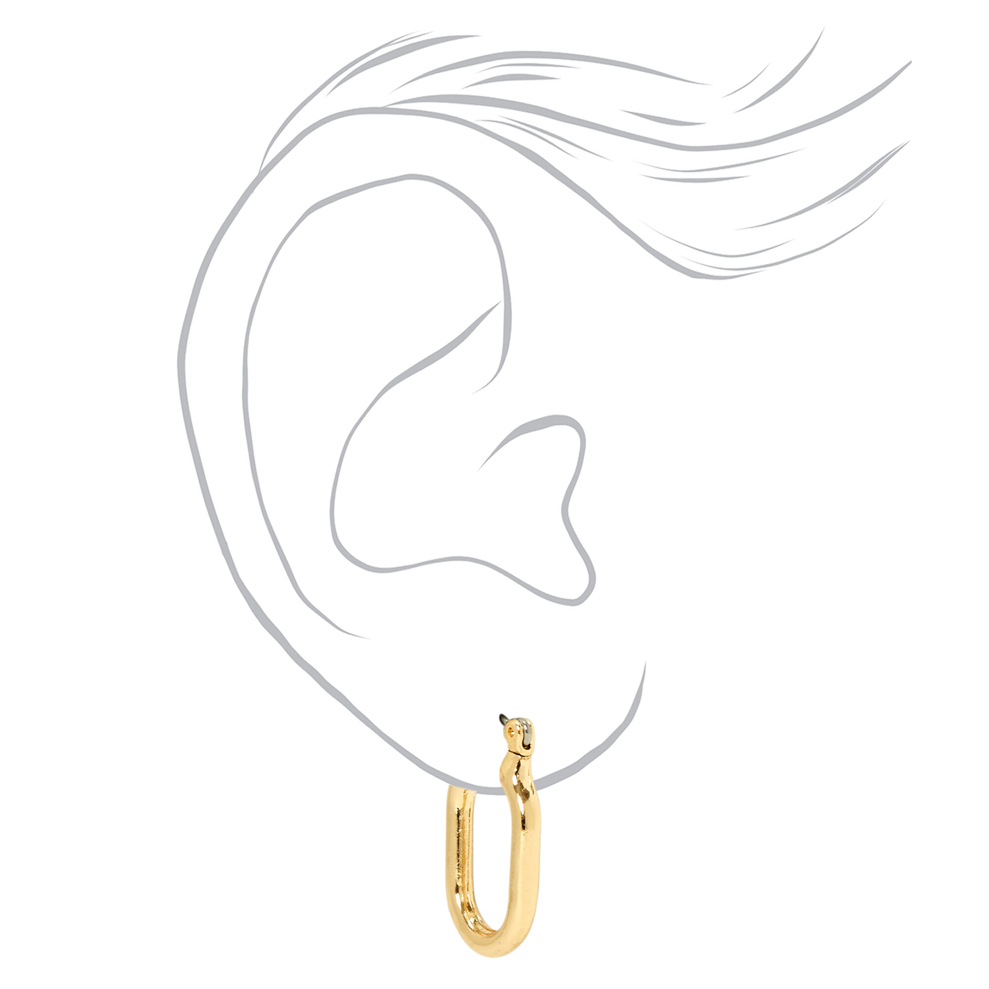 Gold 20MM Squared Oval Hoop Earrings,