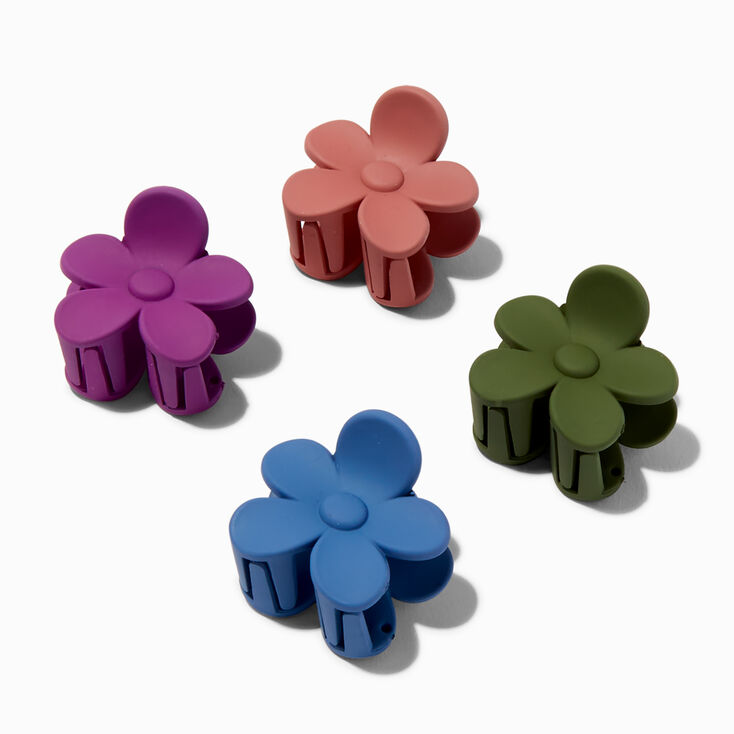 Matte Jewel Tone Flower Hair Claws - 4 Pack,