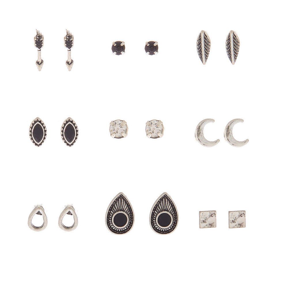 pack of silver stud earrings