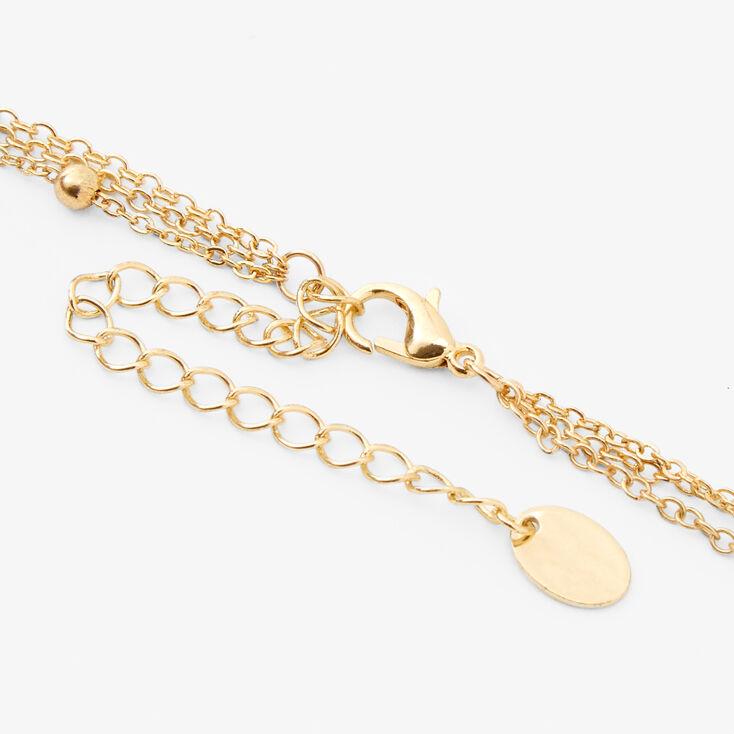 Gold Yin Yang Multi Strand Chain Necklace,