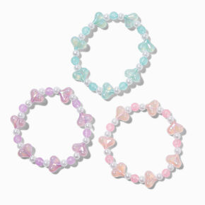 Claire&#39;s Club Glow in the Dark Pastel Heart Beaded Stretch Bracelets - 3 Pack,