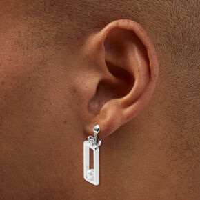 Boucles d&#39;oreilles &agrave; clip 2,5 cm carr&eacute;es perl&eacute;es couleur argent&eacute;e,