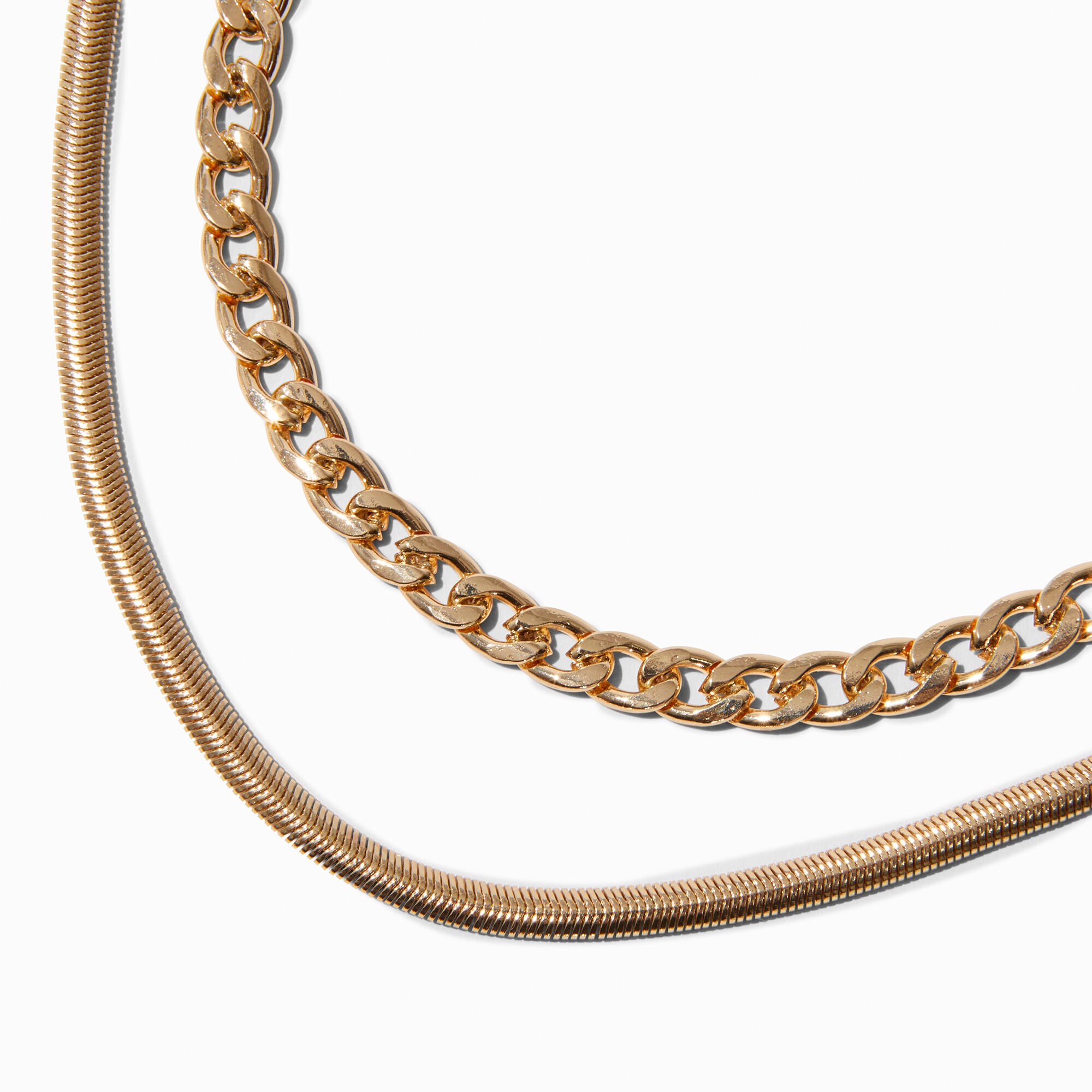 View Claires Tone Curb Chain Snake MultiStrand Necklace Gold information