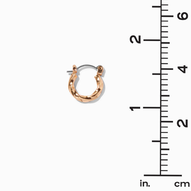 Gold-tone Twisted 10mm Mini Hoop Earrings,