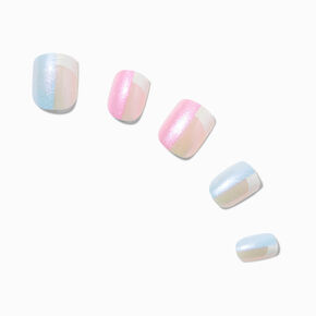 Holographic Colorblock Square Vegan Faux Nail Set - 24 Pack,