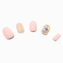 Faux ongles vegan ronds strass &agrave; paillettes roses - Lot de 24,