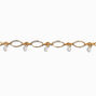 Gold-tone Delicate Oval Cubic Zirconia Chain Bracelet,