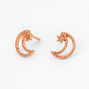 18K Rose Gold Plated Cutout Moon &amp; Star Stud Earrings,