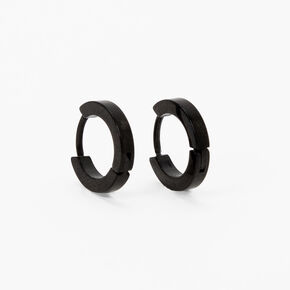 C LUXE by Claire&#39;s Black Titanium 7MM Mini Hoop Earrings,