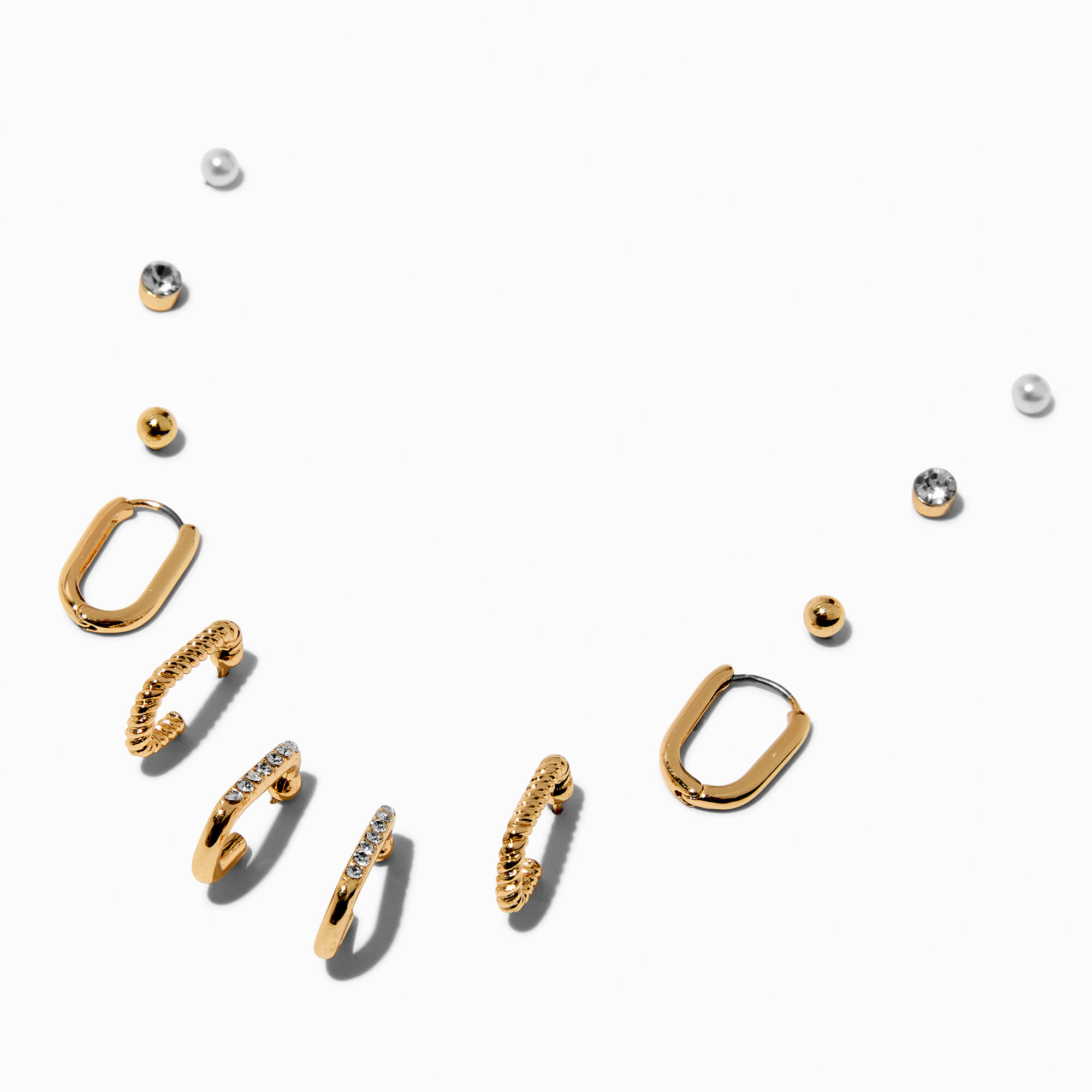 View Claires Tone Oval Hoop Earring Stackables Set 6 Pack Gold information