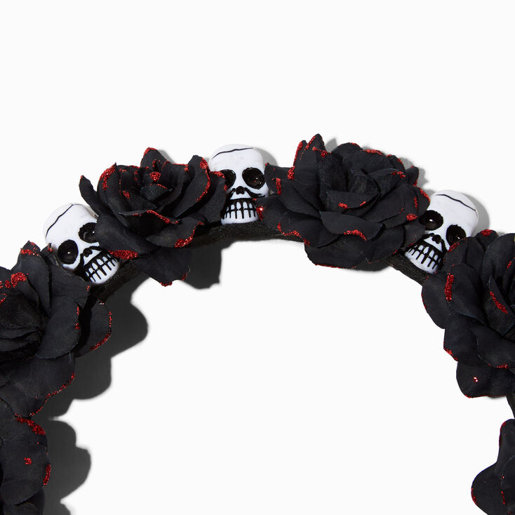 Roses &amp; Skulls Flower Crown Headband,