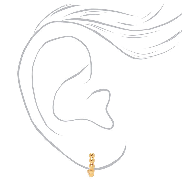 18k Gold Plated One 10MM Bubble Ball Hoop Earring,