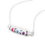 Silver Beaded Safety Pin Love Pendant Necklace,