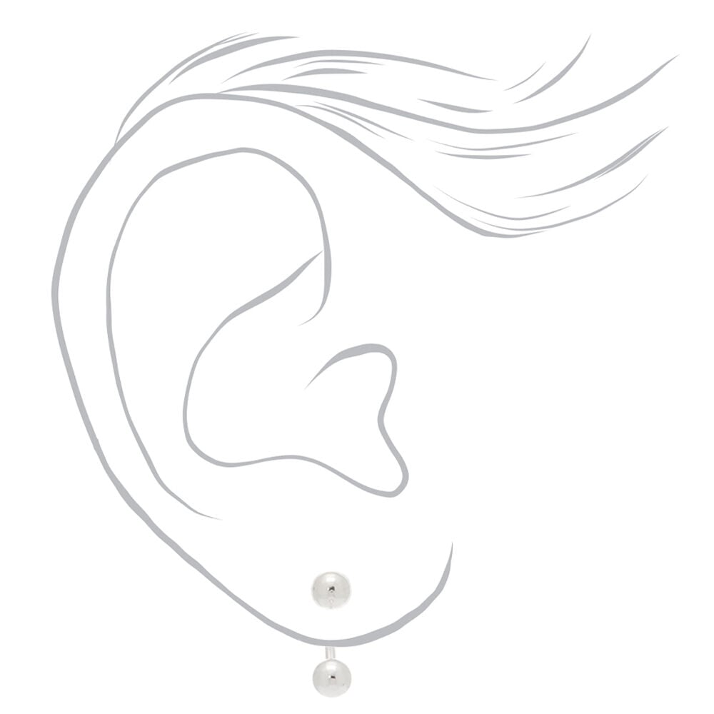Silver Ball Front & Back Earring,
