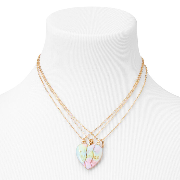 Best Friends Pastel Ombre Heart Pendant Necklaces - 3 Pack,