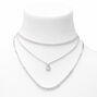 Silver Rhinestone Multi Strand Chain Necklace,