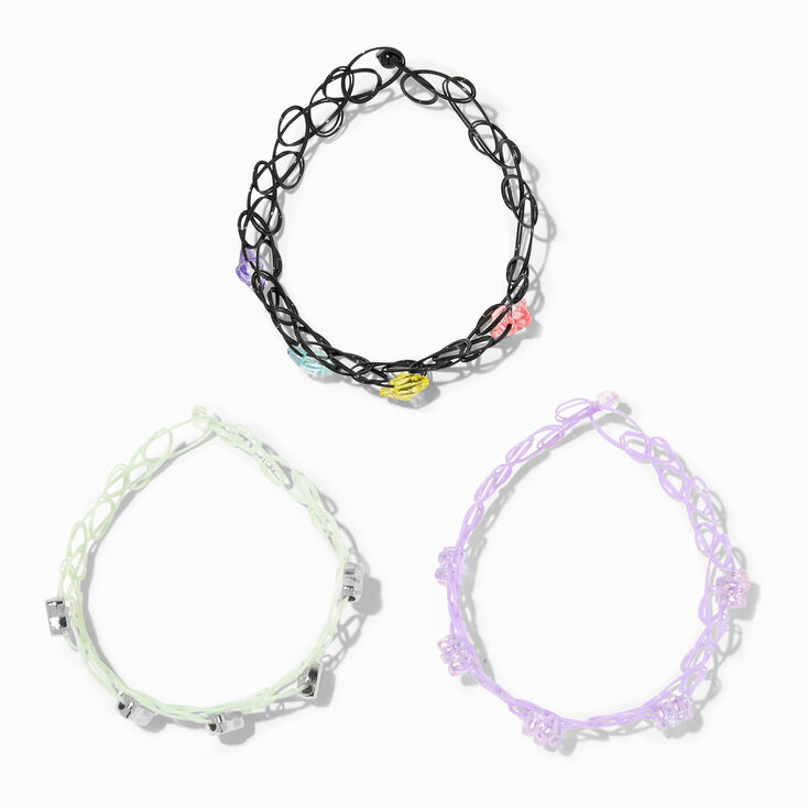 Heart, Butterfly, &amp; Flower Tattoo Stretch Bracelets - 3 Pack,