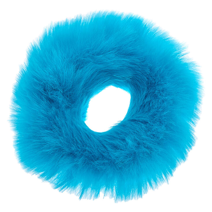 Claire's Chouchou en fausse fourrure - Bleu fluo