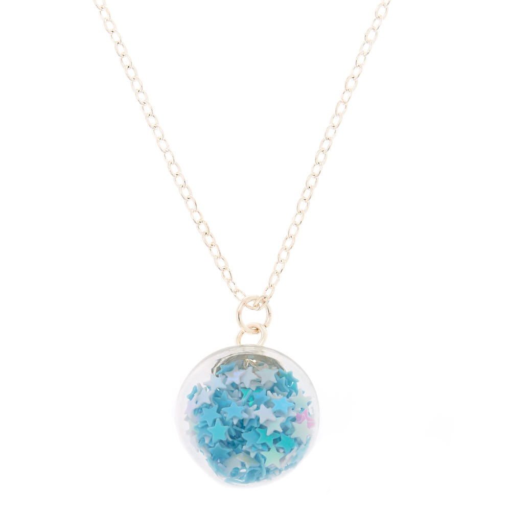 Collier à pendentif globe de confettis licorne,