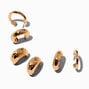 Gold-tone Chunky Huggie Hoop Earrings - 3 Pack ,