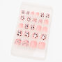Pink Panda Glitter Square Press On Vegan Faux Nail Set - 24 Pack,