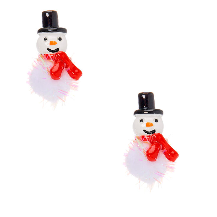 Pom Snowman Stud Earrings - White,