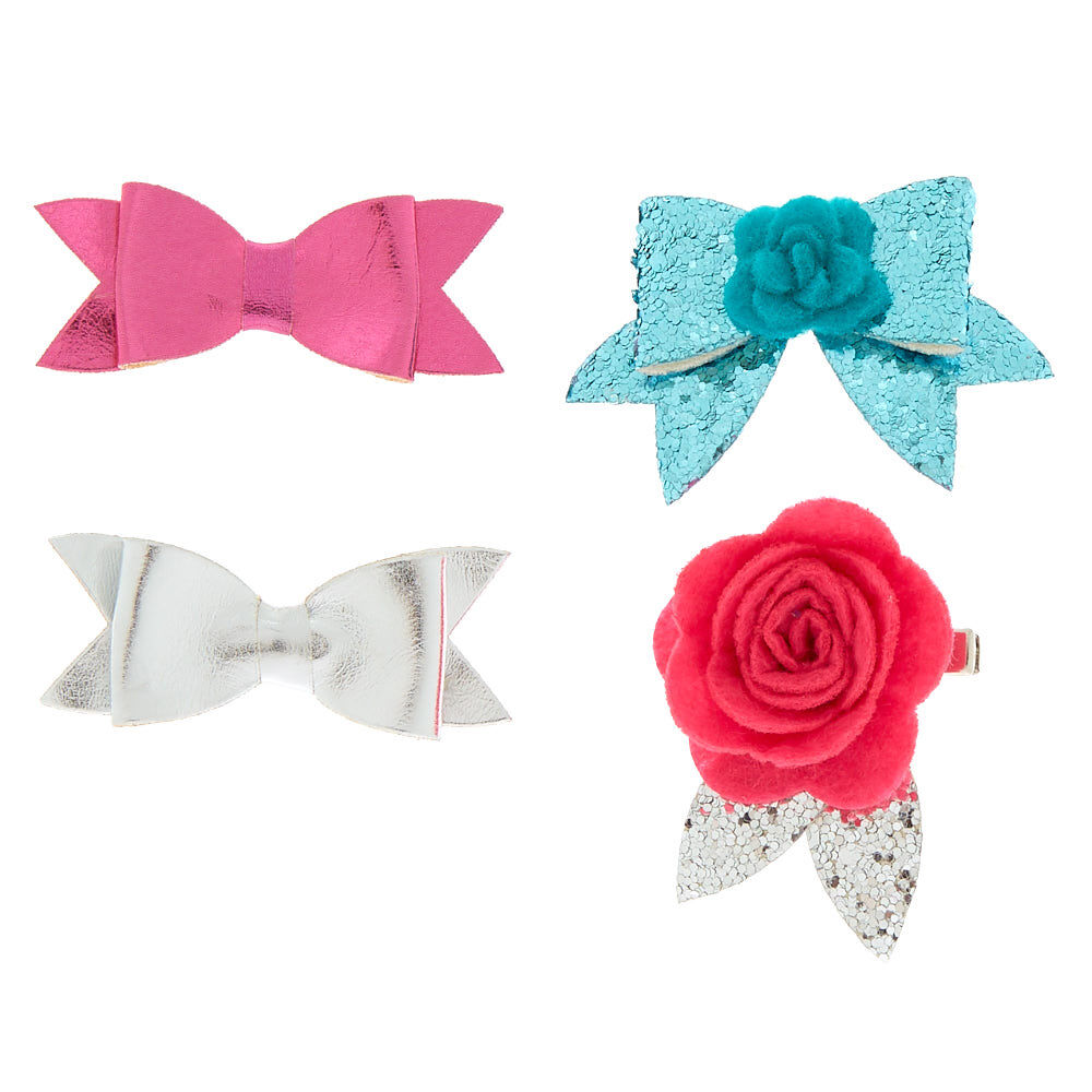 Claire's Club Bow Mix Hair Clips - 4 Pack,