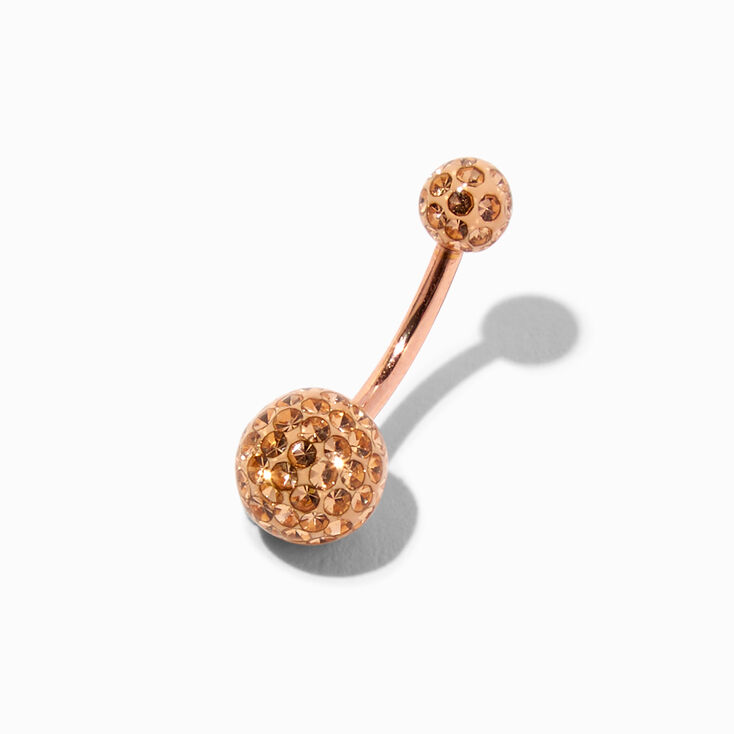 18K Rose Gold Plated 14G Fireball Titanium Belly Ring,