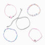 Pink Love Beaded &amp; Woven Bracelet Set - 5 Pack,