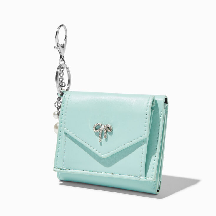 Crystal Bow Mint Green Trifold Wallet,