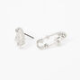Silver Embellished Starburst Safety Pin Stud Earrings,