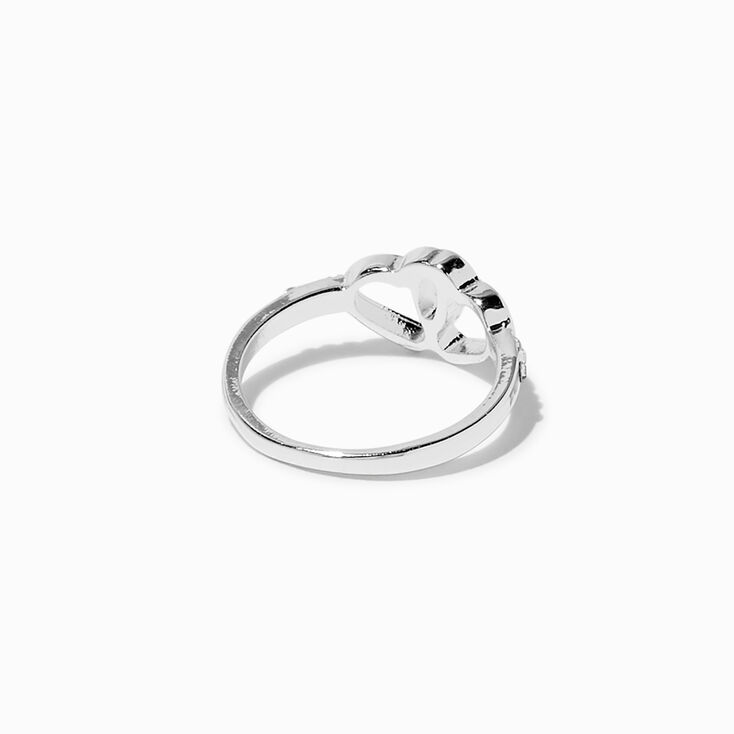 Double Heart Silver-tone Ring,