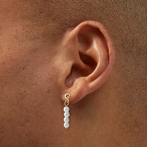 Gold-tone Pearl Micro Drop Earrings,