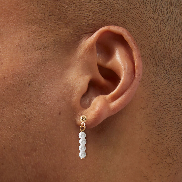 Gold-tone Pearl Micro Drop Earrings,